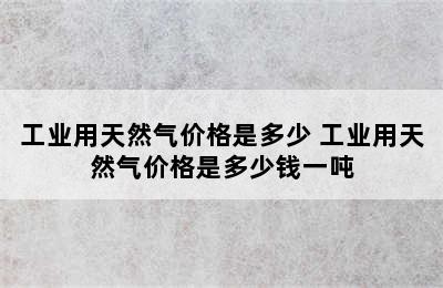 工业用天然气价格是多少 工业用天然气价格是多少钱一吨